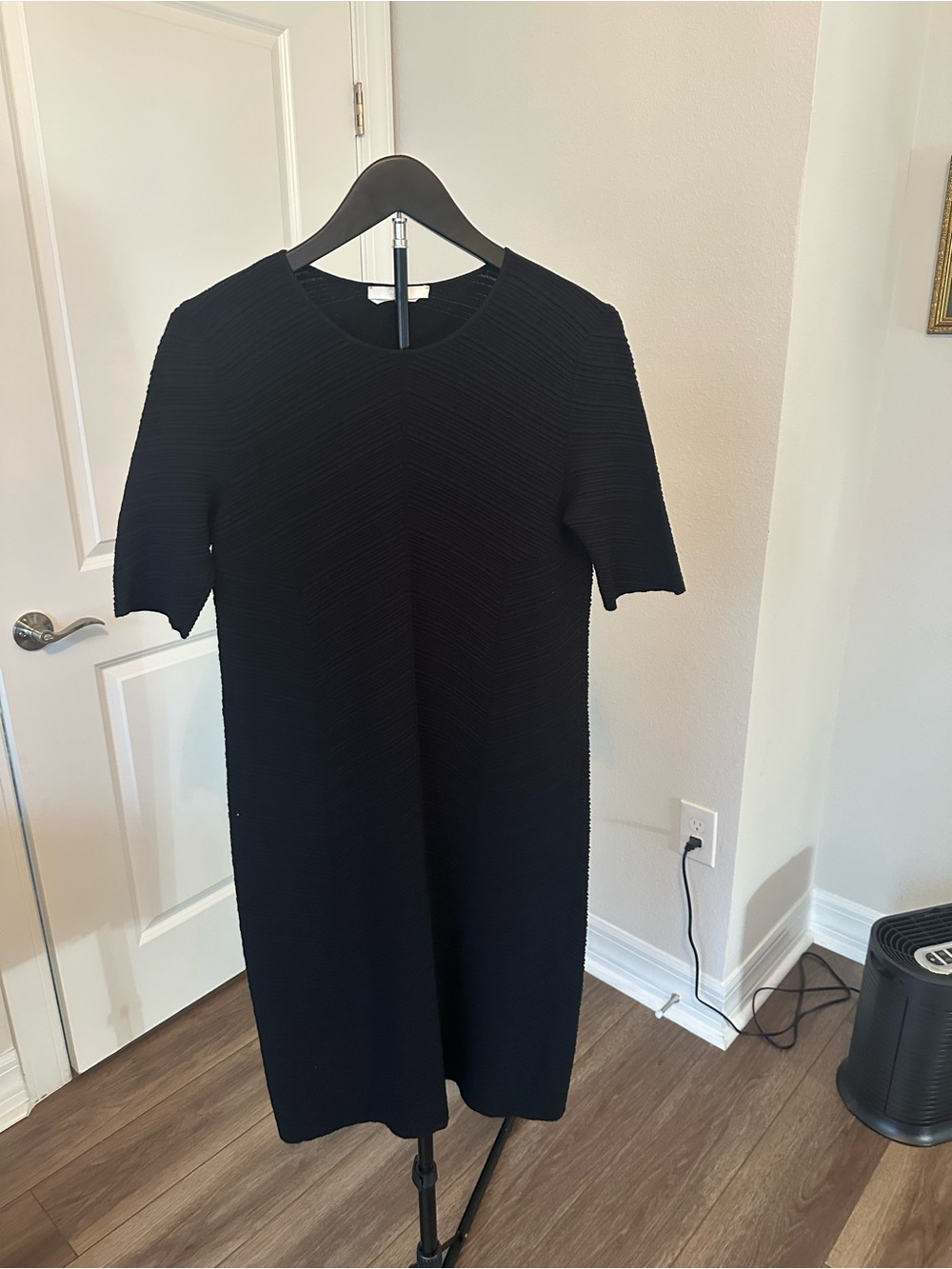 Boss Black Short-Sleeve Textured Knit Dress